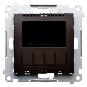 Termostat elektroniczny z programatorem tygodniowym, wyświetlaczem LCD i wewnętrznym czujnikiem temperatury Brąz Mat Simon 54 - Widok z przodu