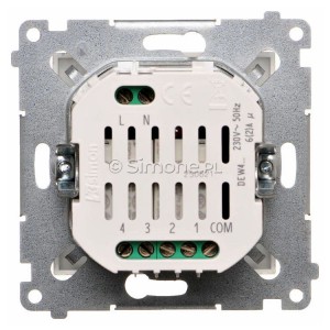 Elektroniczny przycisk 4-krotny do sterowania 4 obwodami 16A Złoty Mat Simon 54 - Widok z tyłu)