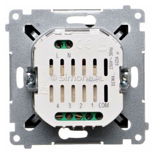 Elektroniczny przycisk 4-krotny do sterowania 4 obwodami 16A Brąz Mat Simon 54 - Widok z tyłu)