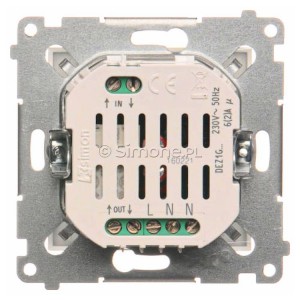 Centralny/Grupowy elektroniczny sterownik roletowy 4-funkcyjny z podświetleniem stanu pracy typu LED Złoty Mat Simon 54 - Widok z tyłu)