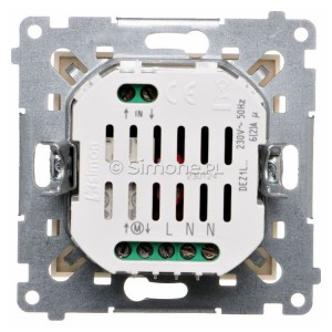 Lokalny elektroniczny sterownik roletowy 4-funkcyjny z podświetleniem stanu pracy typu LED Kremowy Simon 54 - Widok z tyłu)