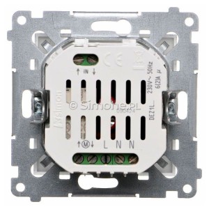Lokalny elektroniczny sterownik roletowy 4-funkcyjny z podświetleniem stanu pracy typu LED Srebrny Mat Simon 54 - Widok z tyłu)
