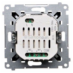 Łącznik/Przycisk roletowy podwójny elektroniczny 230V Czarny Mat Simon 54 - Widok z tyłu)
