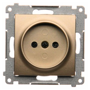 DG1Z.01/44 Gniazdo pojedyncze bez bolca uziemiającego z przesłoną torów prądowych Złoty Mat Simon 54 - Widok z przodu