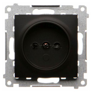 DG1Z.01/49 Gniazdo pojedyncze bez bolca uziemiającego z przesłoną torów prądowych Czarny Mat Simon 54 - Widok z przodu