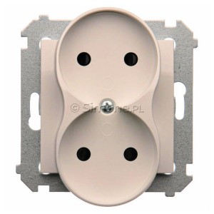 DG2MZ.01/11 Gniazdo podwójne bez bolca uziemiającego z przesłoną torów prądowych Biały Simon 54 - Widok z przodu