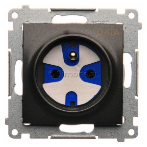 DGD1.01/48 Gniazdo pojedyncze z bolcem uziemiającym typu DATA Antracyt Simon 54 - Widok z przodu