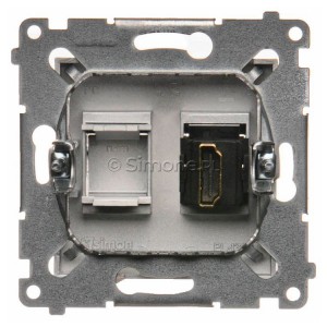 Gniazdo HDMI pojedyncze Srebrny Mat Simon 54 - Widok z tyłu)
