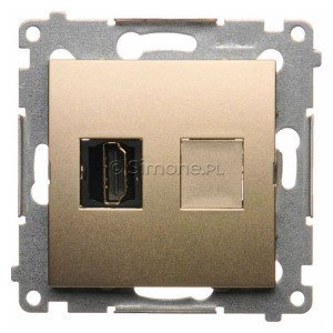 DGHDMI.01/44 Gniazdo HDMI pojedyncze Złoty Mat Simon 54 - Widok z przodu