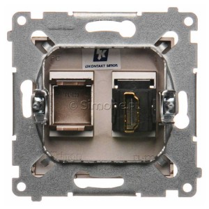 Gniazdo HDMI pojedyncze Brąz Mat Simon 54 - Widok z tyłu)