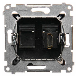 Gniazdo HDMI pojedyncze Czarny Mat Simon 54 - Widok z tyłu)