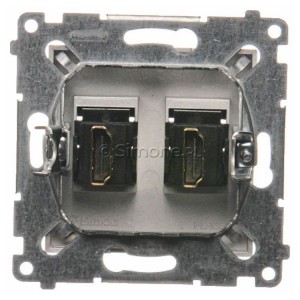 Gniazdo HDMI podwójne Srebrny Mat Simon 54 - Widok z tyłu)