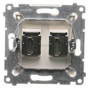 Gniazdo HDMI podwójne Złoty Mat Simon 54 - Widok z tyłu)