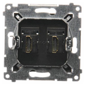 Gniazdo HDMI podwójne Brąz Mat Simon 54 - Widok z tyłu)