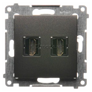 DGHDMI2.01/48 Gniazdo HDMI podwójne Antracyt Simon 54 - Widok z przodu