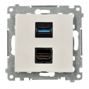 Gniazdo HDMI 1.4 + Gniazdo USB 3.0 Antracyt Simon 54 - Widok z przodu