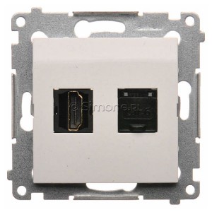 DGHRJ45.01/11 Gniazdo HDMI pojedyncze + Gniazdo komputerowe kat.6 Biały Simon 54 - Widok z przodu