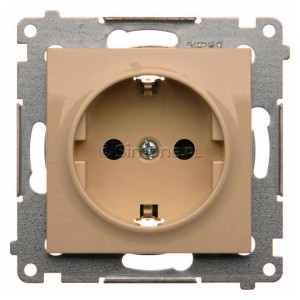 DGSZ1Z.01/41 Gniazdo pojedyncze Schuko z przesłoną torów prądowych Kremowy Simon 54 - Widok z przodu