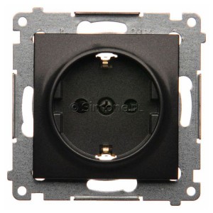 DGSZ1Z.01/48 Gniazdo pojedyncze Schuko z przesłoną torów prądowych Antracyt Simon 54 - Widok z przodu