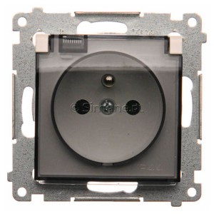 DGZ1BUZ.01/11A Gniazdo hermetyczne z bolcem uziemiającym do wersji IP44, przesłoną torów prądowych i klapką transparentną Biały Simon 54 - Widok z przodu