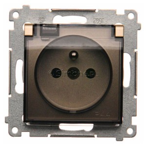 DGZ1BUZ.01/44A Gniazdo hermetyczne z bolcem uziemiającym do wersji IP44, przesłoną torów prądowych i klapką transparentną Złoty Mat Simon 54 - Widok z przodu