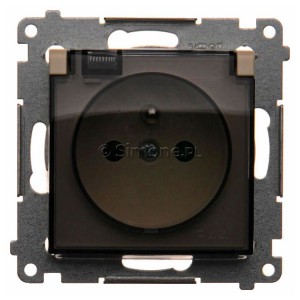 DGZ1BZ.01/41A Gniazdo hermetyczne z bolcem uziemiającym, przesłoną torów prądowych i klapką transparentną Kremowy Simon 54 - Widok z przodu