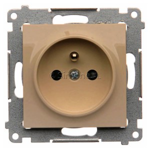 DGZ1CZ.01/41 Gniazdo pojedyncze z bolcem uziemiającym i przesłoną torów prądowych Kremowy Simon 54 - Widok z przodu