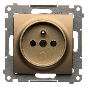 DGZ1CZ.01/44 Gniazdo pojedyncze z bolcem uziemiającym i przesłoną torów prądowych Złoty Mat Simon 54 - Widok z przodu