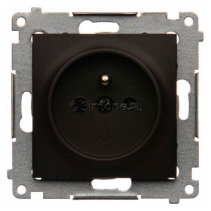 DGZ1CZ.01/46 Gniazdo pojedyncze z bolcem uziemiającym i przesłoną torów prądowych Brąz Mat Simon 54 - Widok z przodu