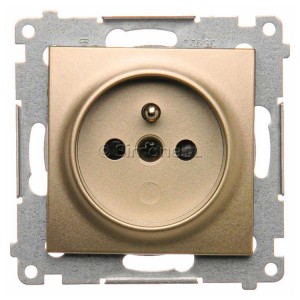 DGZ1Z.01/44 Gniazdo pojedyncze z bolcem uziemiającym i przesłoną torów prądowych Złoty Mat Simon 54 - Widok z przodu