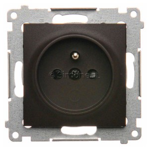 DGZ1Z.01/46 Gniazdo pojedyncze z bolcem uziemiającym i przesłoną torów prądowych Brąz Mat Simon 54 - Widok z przodu