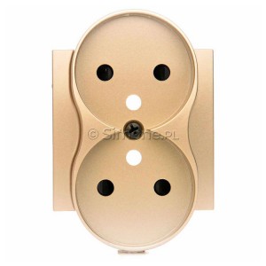 DGZ2MZP/44 Pokrywa gniazda podwójnego z uziemieniem i przesłonami torów prądowych (pokrywa pasuje do ramek serii S54 Premium) Złoty Mat Simon 54 - Widok z przodu