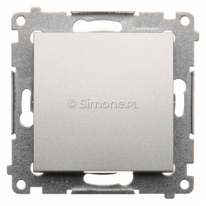 DP1.01/43 Przycisk zwierny pojedyncze 10A Srebrny Mat Simon 54 - Widok z przodu