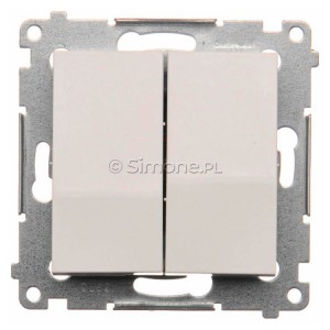 DP2.01/11 Przycisk zwierny podwójny 10A Biały Simon 54 - Widok z przodu