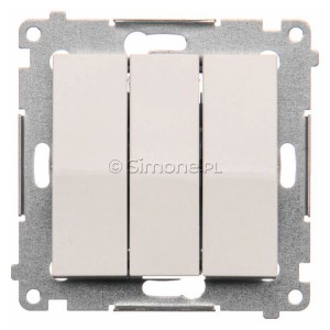 DP31.01/11 Przycisk zwierny potrójny 10A Biały Simon 54 - Widok z przodu