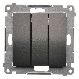 DP31.01/48 Przycisk zwierny potrójny 10A Antracyt Simon 54 - Widok z przodu