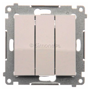 DP31L.01/11 Przycisk zwierny potrójny z podświetleniem typu LED w kolorze niebieskim 10A Biały Simon 54 - Widok z przodu