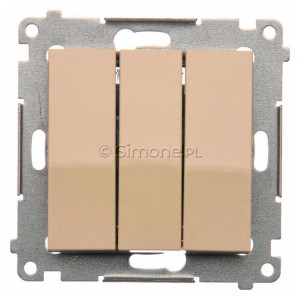 DP31L.01/41 Przycisk zwierny potrójny z podświetleniem typu LED w kolorze niebieskim 10A Kremowy Simon 54 - Widok z przodu