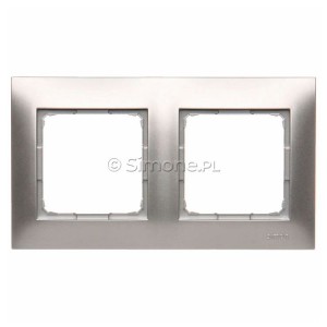 DR2/43 Ramka podwójna Srebrny Mat Simon 54 - Widok z przodu