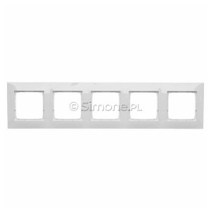DRK5/11 Ramka pięciokrotna do puszek kartonowo-gipsowych Biały Simon 54 - Widok z przodu