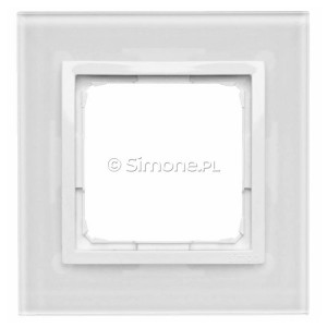 DRN1/70 Ramka pojedyncza Nature Szkło Biała Perła Simon 54 - Widok z przodu
