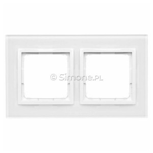 DRN2/70 Ramka podwójna Nature Szkło Biała Perła Simon 54 - Widok z przodu