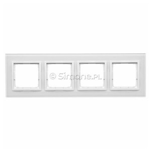 DRN4/70 Ramka poczwórna Nature Szkło Biała Perła Simon 54 - Widok z przodu