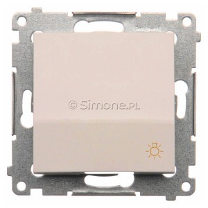 DS1A.01/11 Przycisk zwierny z symbolem światła 16A Biały Simon 54 - Widok z przodu
