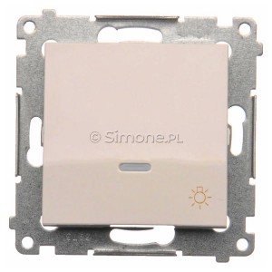 DS1AL.01/11 Przycisk zwierny z symbolem światła i podświetleniem typu LED w kolorze niebieskim 16A Biały Simon 54 - Widok z przodu