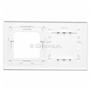 Panel Simon Touch Szkło 2-Modułowy, 1M z dwoma polami dotykowymi w poziomie (ST2M lub ST2S), 2M z dowolnym elementem osprzętu z serii Simon 54 Biała Perła Simon 54 - Widok z tyłu)