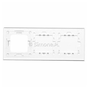 Panel Simon Touch Szkło 3-Modułowy, 1M z jednym polem dotykowym (ST1M lub ST1S), 2M z dwoma polami dotykowymi w poziomie (ST2M lub ST2S), 3M z dowolnym elementem osprzętu z serii Simon 54 Biała Perła Simon 54 - Widok z tyłu)