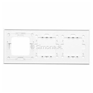 Panel Simon Touch Szkło 3-Modułowy, 1M z jednym polem dotykowym (ST1M lub ST1S), 2M z dwoma polami dotykowymi w pionie (ST1Z), 3M z dowolnym elementem osprzętu z serii Simon 54 Biała Perła Simon 54 - Widok z tyłu)