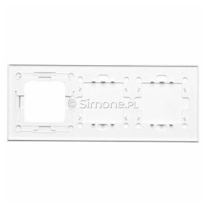 Panel Simon Touch Szkło 3-Modułowy, 1M z jednym polem dotykowym (ST1M lub ST1S), 2M z czterema polami dotykowymi (ST2Z), 3M z dowolnym elementem osprzętu z serii Simon 54 Biała Perła Simon 54 - Widok z tyłu)
