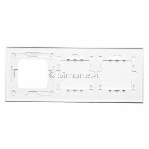 Panel Simon Touch Szkło 3-Modułowy, 1M z dwoma polami dotykowymi w poziomie (ST2M lub ST2S), 2M z dwoma polami dotykowymi w pionie (ST1Z), 3M z dowolnym elementem osprzętu z serii Simon 54 Biała Perła Simon 54 - Widok z tyłu)